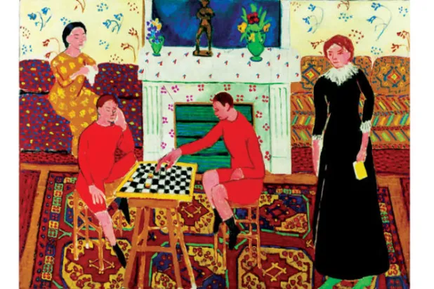 «عائلة الرسام» لماتيس، وتظهر مارغريت ترتدي فستاناً مغطى بالزهور (متحف الفن الحديث)