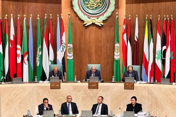 الأمين العام لجامعة الدول العربية أحمد أبو الغيط خلال اجتماع وزراء الخارجية العرب (جامعة الدول العربية)