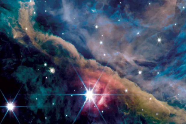 صورة لـ«جيمس ويب» تُظهر المنطقة الداخلية من سديم الجبار (أ.ف.ب)