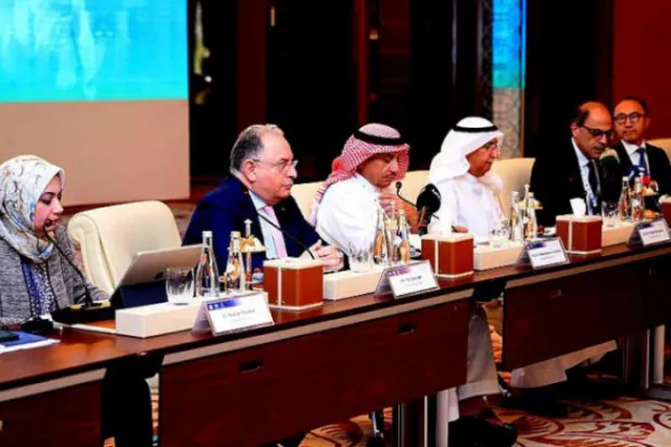 Governors of Arab banks meet at a roundtable meeting on Central Bank Digital Currencies (CBDC) in Jeddah, Saudi Arabia. (Asharq Al-Awsat)
