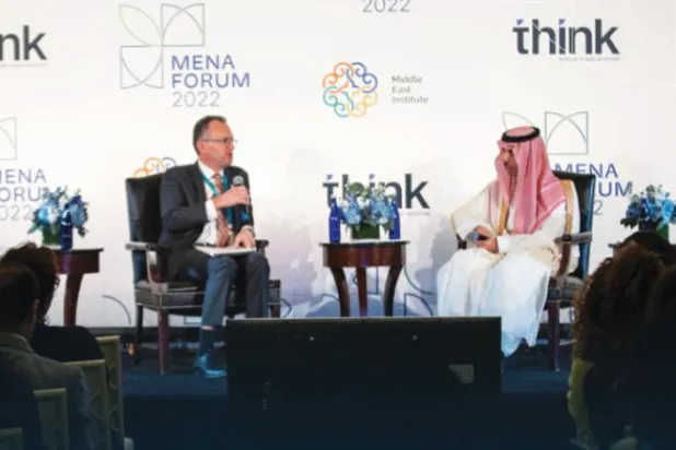 Saudi Foreign Minister Prince Faisal bin Farhan participates in the MENA Forum, hosted by the Middle East Institute and Think Research and Advisory, in New York on Friday. (Think Research and Advisory)