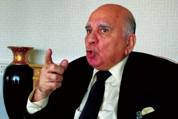 Iraqi Foreign Minister Fuad Hussein during his interview. (Asharq Al-Awsat)