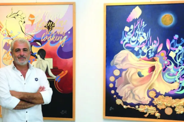 الرسام علي زين الدين في معرضه «الجمال الملموس» (الشرق الأوسط)