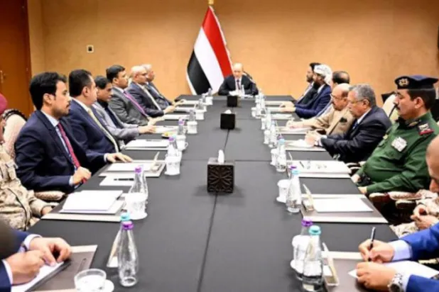 Yemeni Presidential Leadership Council meeting headed by Rashad Al-Alimi (SPA)