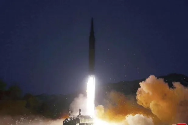FILE - This photo provided by the North Korean government shows what it says is a test launch of a hypersonic missile on Jan. 11, 2022 in North Korea. (Korean Central News Agency/Korea News Service via AP, File)
