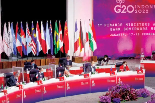 اجتماع سابق لوزراء مالية مجموعة العشرين في إندونيسيا خلال شهر فبراير الماضي (رويترز)