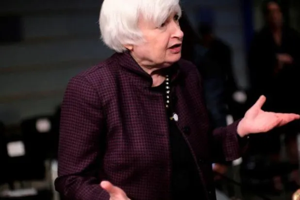 ABD Hazine Bakanı Janet Yellen, cuma günü Uluslararası Para Fonu’nun Washington’da düzenlenen yıllık toplantında (Reuters)