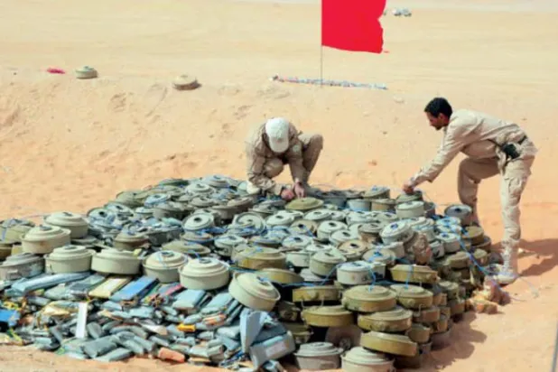 یمن میں بارودی سرنگیں صاف کرنے کے سعودی منصوبے کے ذریعے نہ پھٹنے والے حوثی بارودی سرنگوں کی مقدار اور اسلحہ کو دیکھا جا سکتا ہے (مسام)