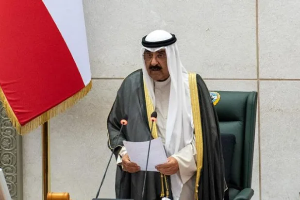 Kuveyt Veliaht Prensi Şeyh Meşal el-Ahmed el-Cabir es-Sabah Ulusal Meclisi’ndeki konuşması sırasında (KUNA)