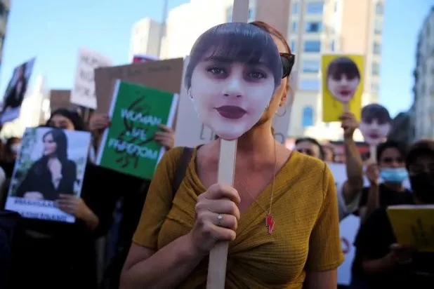 A demonstration in solidarity with Iranian anti-government protesters in Madrid. (Reuters) 