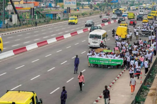 People rally against climate change in Kinshasa in September. (AFP)