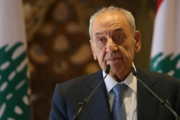 لبنانی پارلیمنٹ کے اسپیکر نبیہ بری کو دیکھا جا سکتا ہے (رائٹرز)