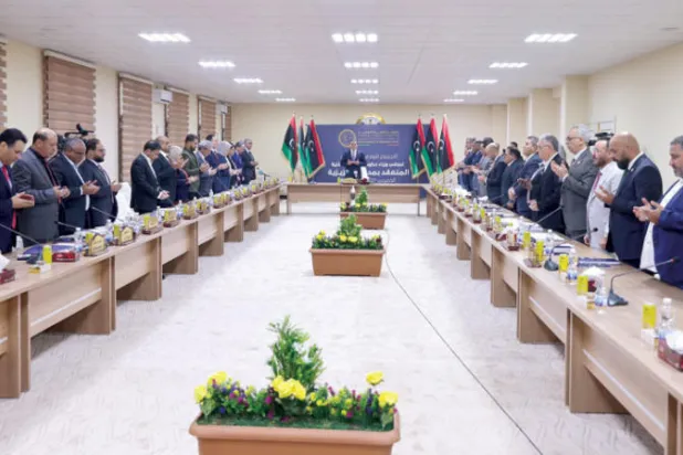 جانب من اجتماع الدبيبة بوزرائه في العزيزية (الوحدة)