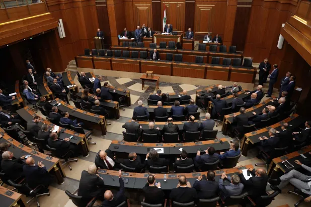 A picture shows a view of the Lebanese Parliament convened for the 4th session to elect a new President in Beirut on October 24, 2022. (AFP)