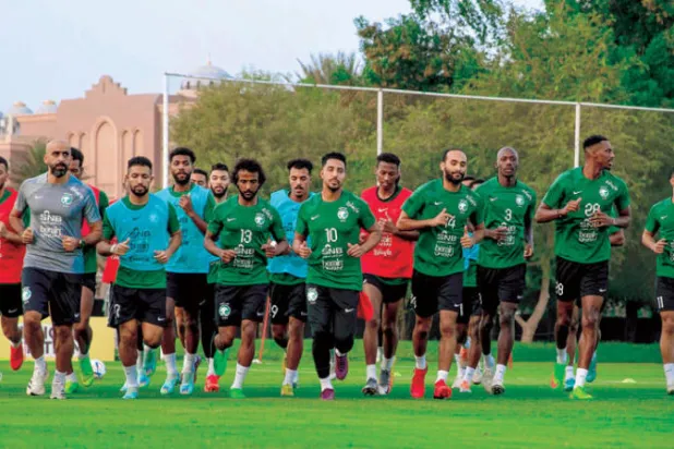 لاعبو المنتخب السعودي خلال تدريباتهم الأخيرة (موقع المنتخب السعودي)