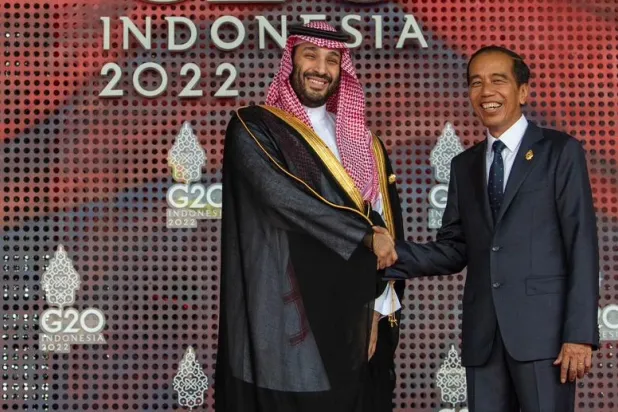 الرئيس الإندونيسي جوكو ويدودو يستقبل ولي العهد السعودي الأمير محمد بن سلمان بمقر انعقاد «قمة العشرين» في بالي اليوم (واس)