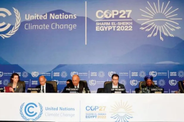 COP27 President Sameh Shoukry giving his opening speech at the beginning of the week of negotiations (Egyptian Foreign Ministry)