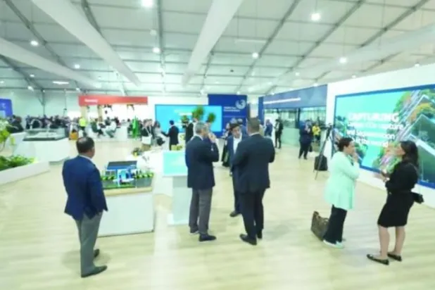 Part of the audience in the Saudi pavilion at the COP27 conference (Asharq Al-Awsat)