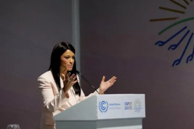 Egypt’s International Cooperation Minister Rania Al-Mashat. (Asharq Al-Awsat) 
