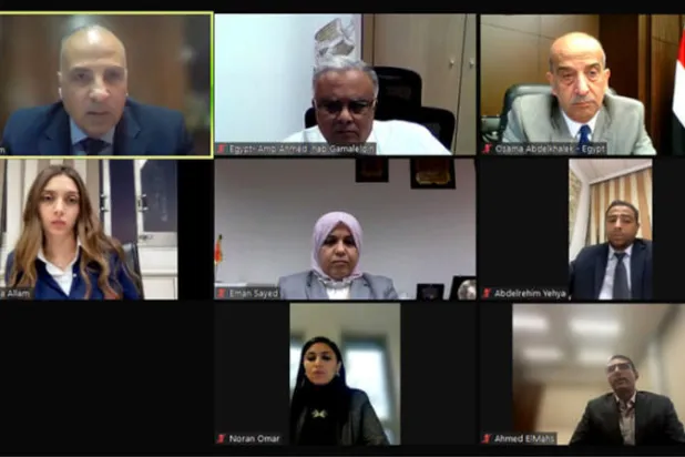 وزير الري المصري خلال لقاء أممي عبر "الفيديو كونفرانس" لبحث إجراءات تفعيل "مبادرة التكيف بملف المياه" (وزارة الري المصرية)