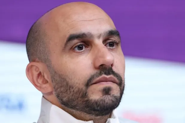 وليد الركراكي خلال حضوره المؤتمر الصحافي لمواجهة كندا (أ.ف.ب)