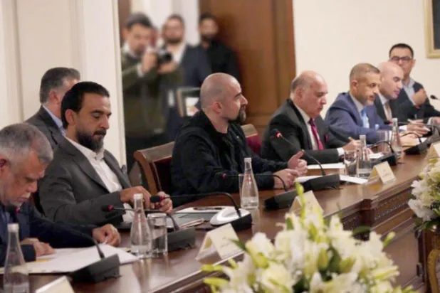 صورة وزعها الاتحاد الوطني الكردستاني لاجتماع في مقره ناقش تفعيل لجنة المادة 140