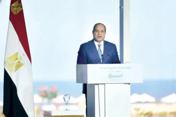 الرئيس المصري خلال افتتاح المرحلة الأولى من مدينة المنصورة الجديدة (رئاسة الجمهورية)