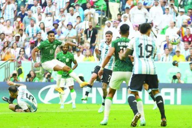 هدف سالم الدوسري صنع فوزاً تاريخياً أمام الأرجنتين (رويترز)