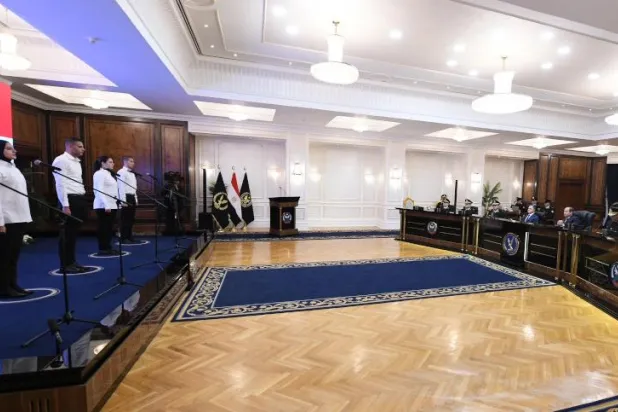 الرئيس المصري خلال زيارته لأكاديمية الشرطة (الرئاسة المصرية)