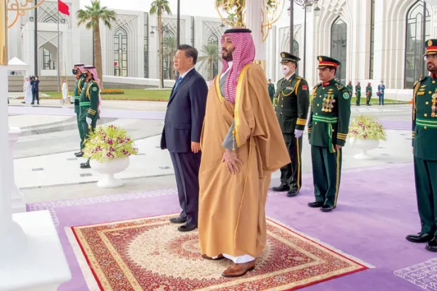  The Saudi Crown Prince and the Chinese President during the official welcoming ceremony (SPA)