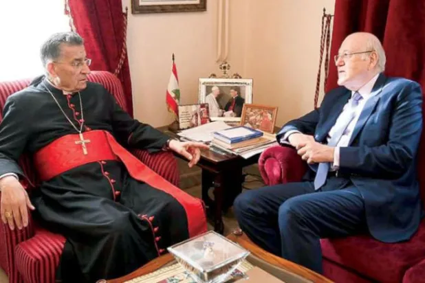 Lübnan Başbakanı Necib Mikati, geçen pazartesi günü Katolik Maruni Patriği er-Rai ile bir araya geldi (Dalati ve Nahra)