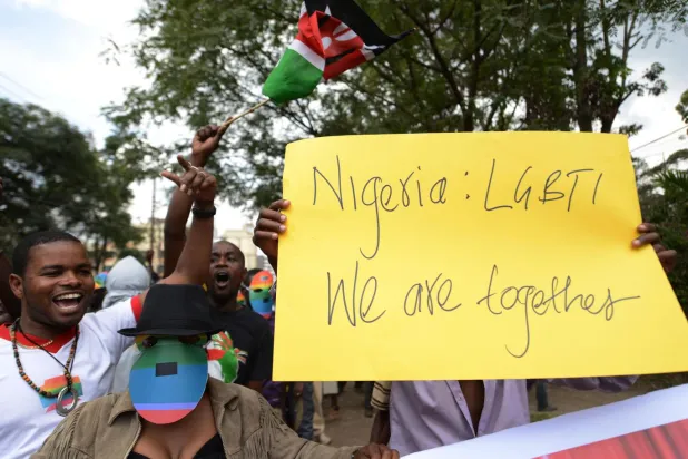 Kenya'nın başkenti Nairobi'de LGBT+ örgütleri 2014'te Nijerya'yı protesto etmişti (AFP)

