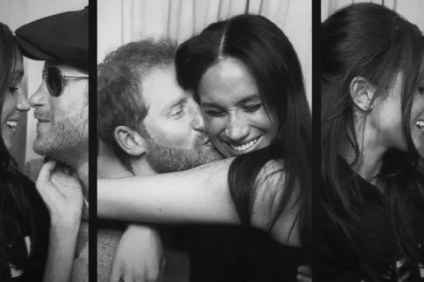 صورة عرضتها «نتفليكس» للأمير هاري وزوجته ميغان ماركل (نتفليكس)