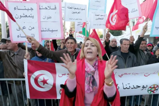 A demonstration by Tunisians in the capital against the high cost of living (EPA)
