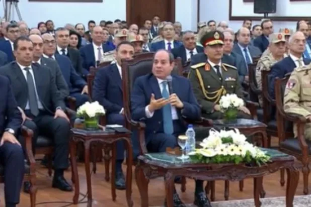 الرئيس المصري عبد الفتاح السيسي متحدثاً لمواطنيه (الاثنين) خلال افتتاح مشروع صناعي بمحافظة الجيزة (التلفزيون المصري)