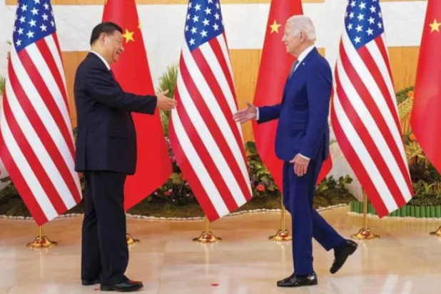 US President Joe Biden and Chinese President Xi Jinping meet at the G20 summit in Bali on November 14. (Reuters) 