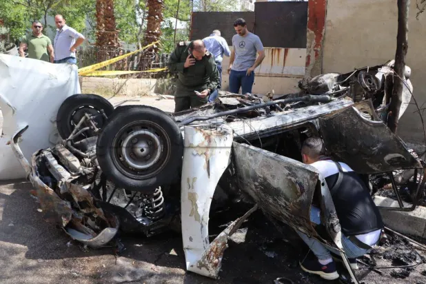 صورة نشرتها «الداخلية» السورية للسيارة التي انفجرت في دمشق الأربعاء