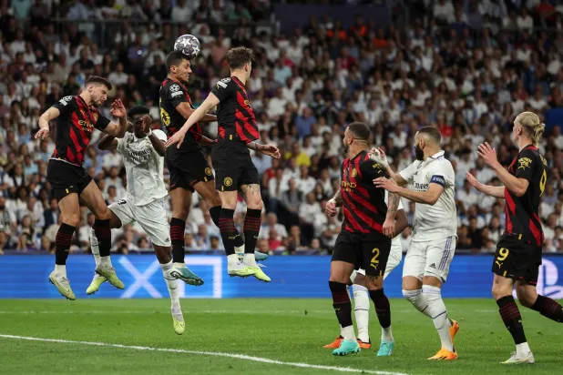 اداء فريقي ريال مدريد  ومانشستر  سيتي في مباراة الذهاب يبشر بلقاء  مثير في مواجهة الاياب (أ.ف.ب)