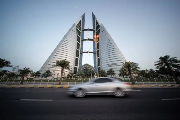 General view of Bahrain World Trade Center is seen during early evening hours in Manama, Bahrain, May 2, 2020. Picture taken May 2, 2020. (Reuters) 