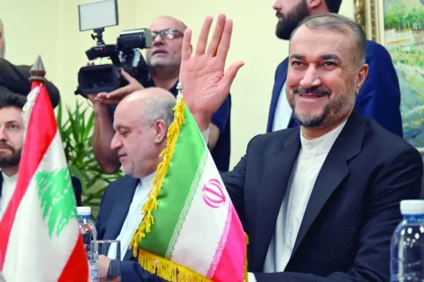 ایرانی وزیر خارجہ حسین امیر عبداللہیان ایک پریس کانفرنس کے دوران (ای پی اے)