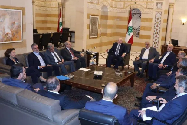 Caretaker Prime Minister Najib Mikati chairing a ministerial meeting at the Grand Serail in Beirut on May 8 (Lebanese Premiership)