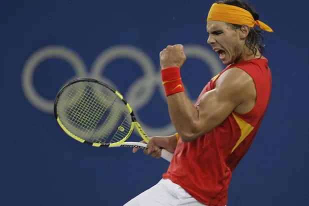 صرخة الفوز كانت حاضرة دائماً في مباريات نادال (أ.ب)