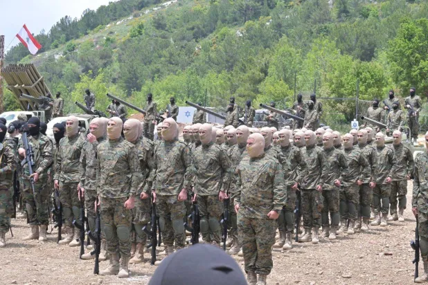 مناورة لـ«حزب الله» في بلدة عرمتى بجنوب لبنان الأحد 21 مايو 2023 (الشرق الأوسط)