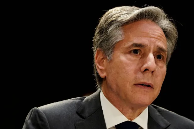 وزير الخارجية الأميركي أنتوني بلينكن خلال كلمة له في الكابيتول بواشنطن في 16 مايو 2023 (رويترز)