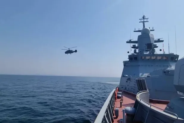 جانب من مناورات قوات الأسطول الروسي في المحيط الهادي (وزارة الدفاع الروسية - «تلغرام»)