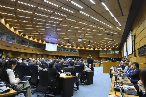 Photo distributed by the International Atomic Energy Agency of the opening session of its quarterly meeting on Tuesday.