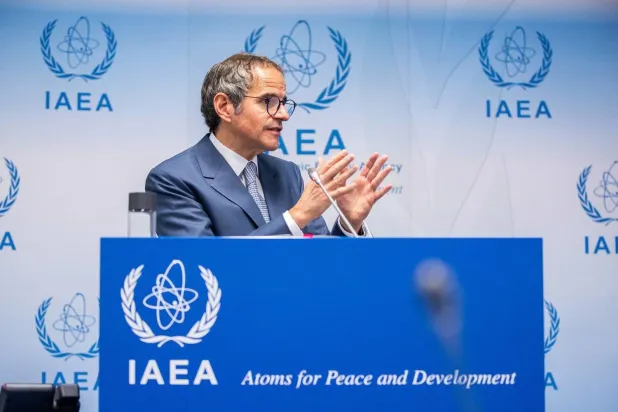 Grossi speaks during a press conference in Vienna, on Monday (EPA)