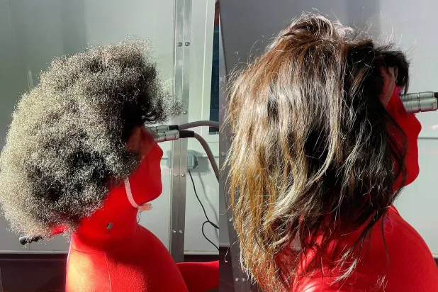 التجربة باستخدام المانيكان الحراري لأثبات فائدة الشعر المجعد.(جامعة ولاية بنسلفانيا)
