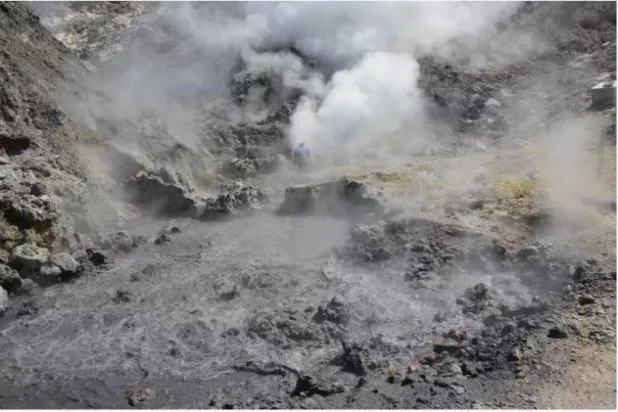 برك من الطين حول البركان العملاق في منطقة كامبو فليغري قرب مدينة نابولي الإيطالية (أرشيفية - أ.ف.ب)