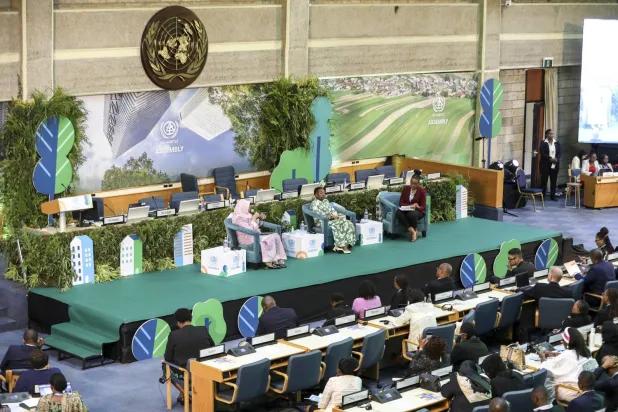 Nairobi'deki Birleşmiş Milletler binasındaki uluslararası toplantılardan birinden (EPA)